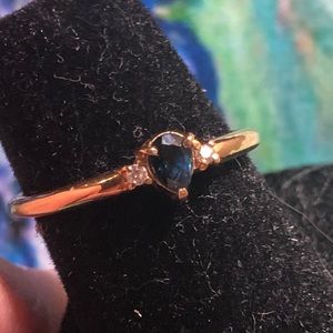 10k gold, Natural Sapphire and Diamond ring. Size 4 1/2.With kt and makers mark